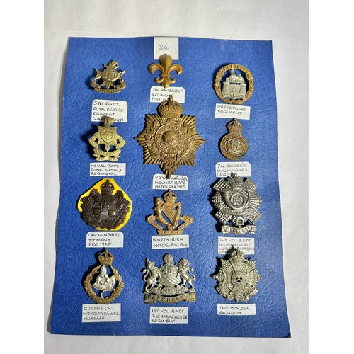 152 - Collection of Army regiment cap badges (12). To include, 5th Battalion Royal Sussex Reg. The Manches... 