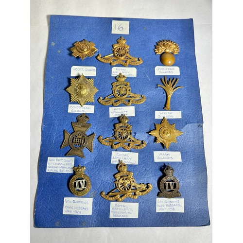 160 - Collection of Army regiment cap badges (12). To include, Scots Guards, Royal Artillery with revolvin... 