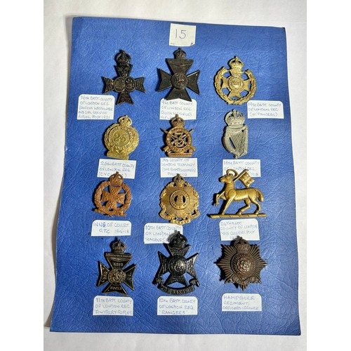 161 - Collection of Army regiment cap badges (12). To include, 16th Battalion of London Reg (Queens Westmi... 