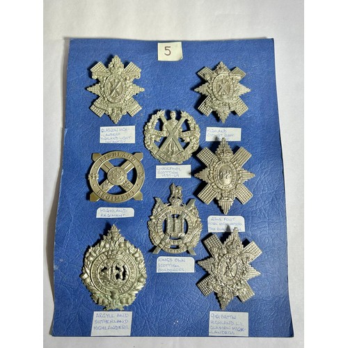 170 - Collection of Army regiment cap badges (8). To include, Glasgow Highlanders, Highland Light Infantry... 