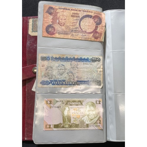 179 - World Bank note collection. A folder containing notes from the UK, various 10 shillings and £1 notes... 