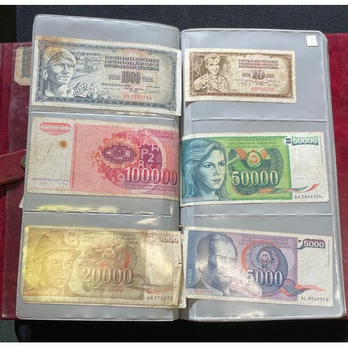 179 - World Bank note collection. A folder containing notes from the UK, various 10 shillings and £1 notes... 