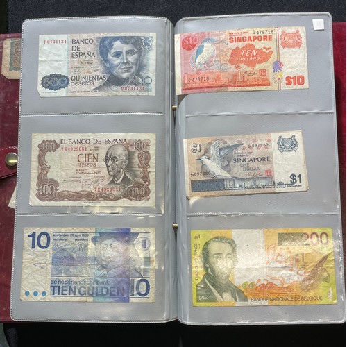 179 - World Bank note collection. A folder containing notes from the UK, various 10 shillings and £1 notes... 