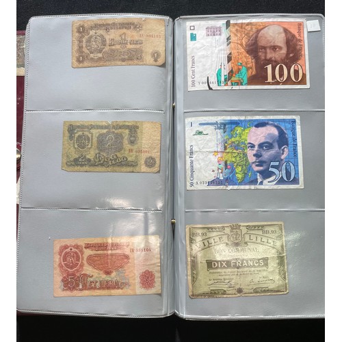 179 - World Bank note collection. A folder containing notes from the UK, various 10 shillings and £1 notes... 