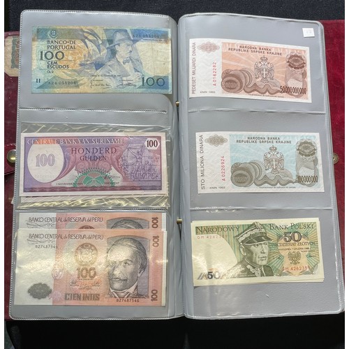 179 - World Bank note collection. A folder containing notes from the UK, various 10 shillings and £1 notes... 