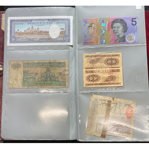 179 - World Bank note collection. A folder containing notes from the UK, various 10 shillings and £1 notes... 