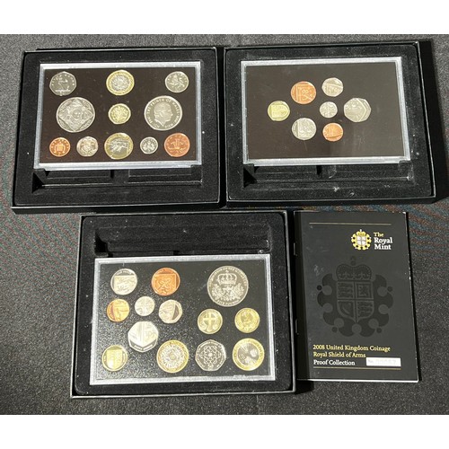 50 - Royal Mint: United Kingdom Proof year sets (3). To include, 2008 x 2 and the 2010 set, all boxed wit... 