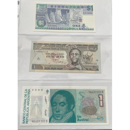 186 - Collection of world bank notes (37) in a presentable folder. To include, Jordan 2008 one dinar, Egyp... 