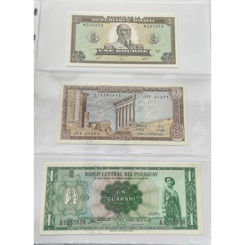 186 - Collection of world bank notes (37) in a presentable folder. To include, Jordan 2008 one dinar, Egyp... 