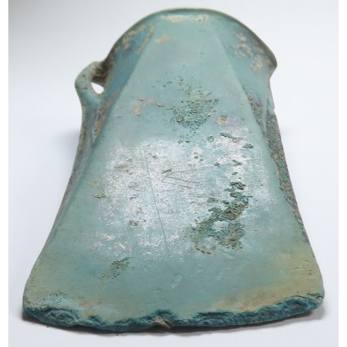 22 - Large European Bronze Age looped and socketed axe head. Circa 1200-800 BCE. Copper-alloy, 402g. 126m... 