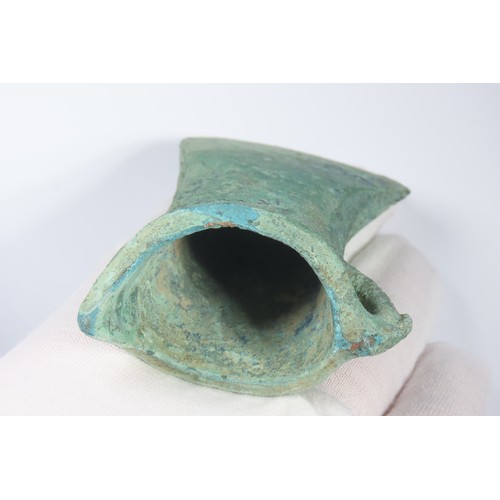 23 - European Bronze Age looped and socketed axe head. Circa 1200-800 BCE. Copper-alloy, 177g. 101mm. A f... 