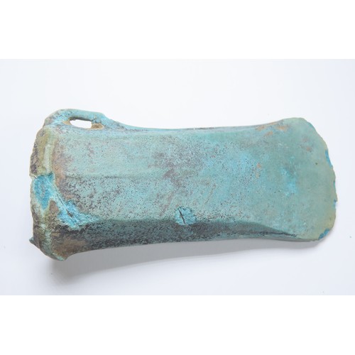 24 - European Bronze Age looped and socketed axe head. Circa 1200-800 BCE. Copper-alloy, 209g. 102mm. A g... 