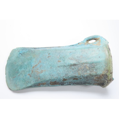 24 - European Bronze Age looped and socketed axe head. Circa 1200-800 BCE. Copper-alloy, 209g. 102mm. A g... 