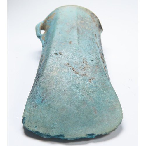 24 - European Bronze Age looped and socketed axe head. Circa 1200-800 BCE. Copper-alloy, 209g. 102mm. A g... 