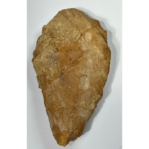 9 - Lower Palaelithic Ovate stone axe. Circa 50000-30000 BCE. 160mm x 58mm. Part of a private collection... 