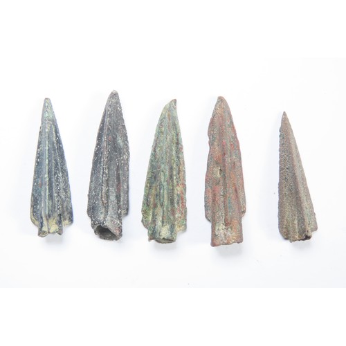 30 - Anatolian cast bronze trilobate arrowheads (4). Circa 10th-6th Century BCE. Socketed with three shar... 