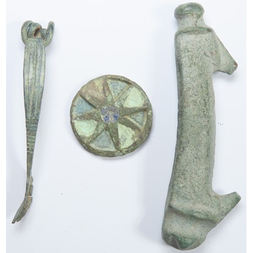 35 - Iron Age & Roman artefacts (3). Circa 1st century CE. To include a La Tene, type III one piece b... 