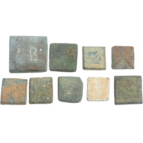 57 - Byzantine bronze weights. Circa 6th-10th century CE. A selection of coin and trade weights, each one... 