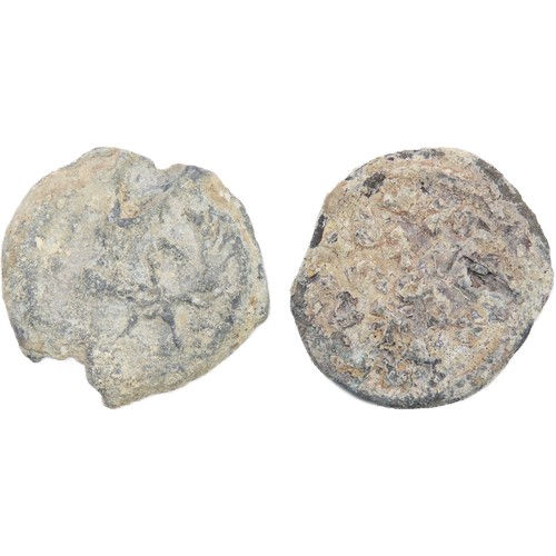 58 - Byzantine lead Bullae (document seals)(2). Circa 8th-10th century CE. Detailed with various letters,... 