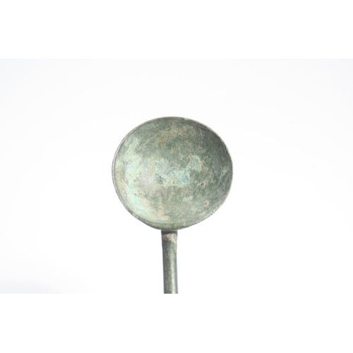 45 - Roman Spoon. Circa 1st-2nd century CE. Copper-alloy, 9.85g. 140mm. This type of small rounded bowl s... 