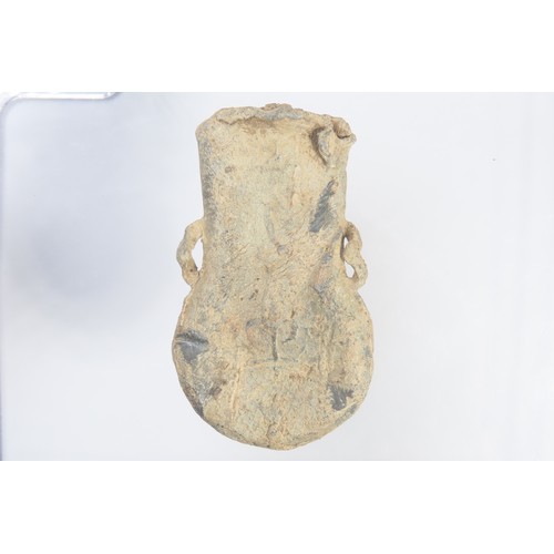 83 - Medieval pilgrims ampulla. Circa 15th century CE. Lead-alloy, 59g. 59mm. Attributed to the shrine at... 