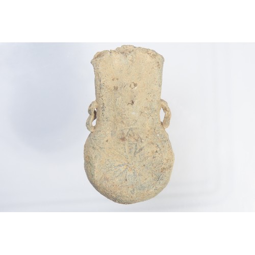 83 - Medieval pilgrims ampulla. Circa 15th century CE. Lead-alloy, 59g. 59mm. Attributed to the shrine at... 