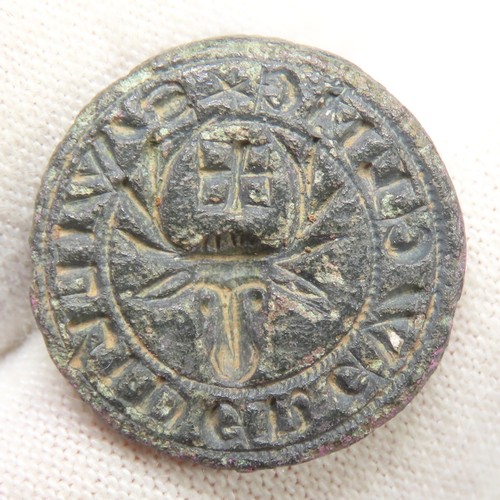 88 - Medieval seal matrix. Circa 14th century CE. S'WILL'I DE REWELME, A stag with cross above, between a... 