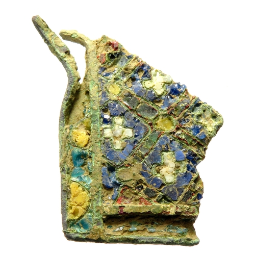 101 - Medieval cloisonne enamel mount, Circa 1200-1300. 36mm x 35mm. Recorded on the pas database: https:/... 