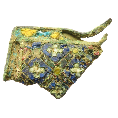 101 - Medieval cloisonne enamel mount, Circa 1200-1300. 36mm x 35mm. Recorded on the pas database: https:/... 