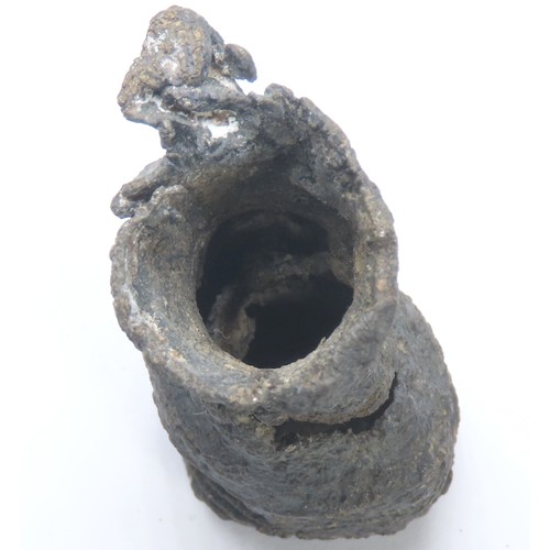 124 - Medieval pewter minature baluster jug. Circa 12th-13th century CE. A Thames foreshore find complete ... 