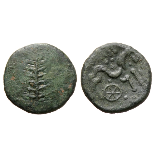 176 - Dobunni EISV bronze core from a gold plated stater. Circa 20-43 AD. 20mm, 5.14g. Tree symbol on plai... 