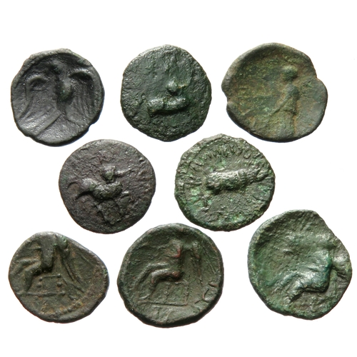 183 - Catuvellauni and Trinovantes, Cunobelinus bronze unit group (8). Circa 8-41 AD. To include types,  S... 