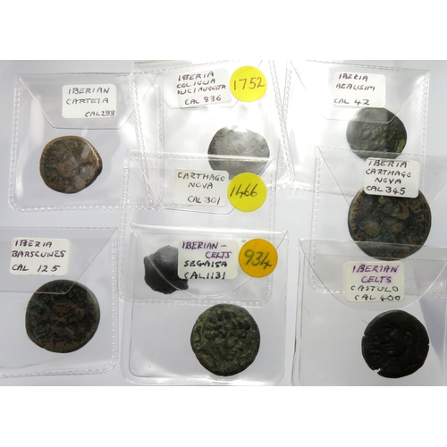 143 - Iberian bronzes including Celtic and Roman period AE issues (8). To inclde coins of, Carteia, Aebusi... 