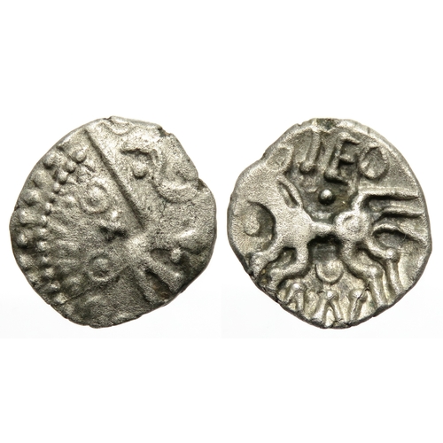 172 - Dobunni ANTED silver unit. Circa 1st century BC-1st century AD. Silver, 1.16g, 13mm. Head right, pel... 