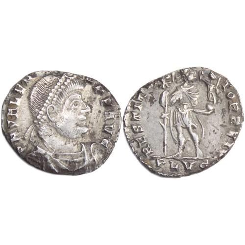 290 - Valens Silver Siliqua, Lyons mint. Diademed and draped bust right, DN VALENS P F ACG. R. RESTITVTOR ... 