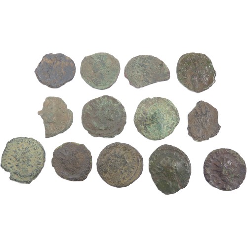 297 - Collection of PAS recorded roman bronze coins from various emperors (13). 18.30mm/17.80mm