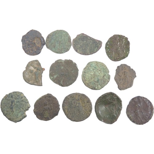 297 - Collection of PAS recorded roman bronze coins from various emperors (13). 18.30mm/17.80mm