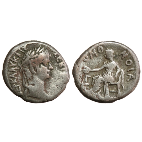 249 - Egypt. Alexandria. Nero 54-68 AD. Billon-Tetradrachm, laureate head right. R. ΟΜΟΝΟΙΑ, Homonoia seat... 