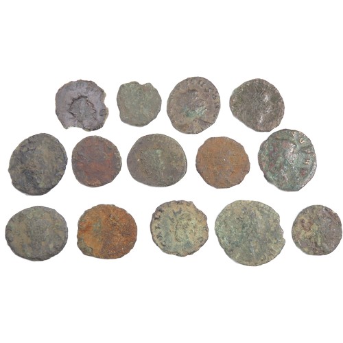 298 - Collection of PAS recorded roman bronze coins from various emperors (14). 18.90mm/15.40mm.