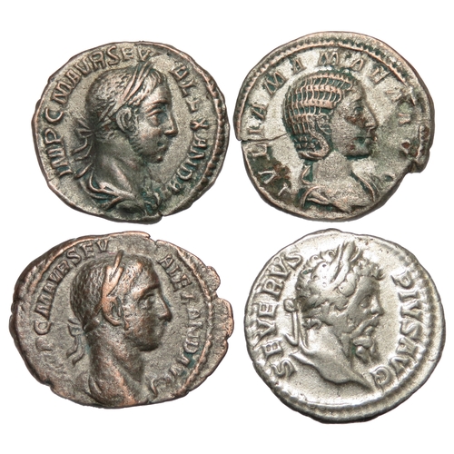 300 - Denarius group, to include Septimius Severus, Severus Alexander (2) and Julia Mamaea. Largest 21mm.