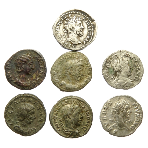 301 - Denarius group (7) to include coins of Septimius Severus (2), Elagabalus (2), Severus Alexander, Jul... 