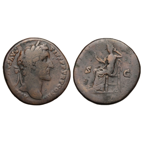 264 - Antoninus Pius sestertius. Rome 150-60 AD. Brass, 31mm. 22.45g. Laureate bust right, ANTONINVS AVG P... 