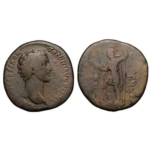 273 - Marcus Aurelius sestertius. Rome, 151-2 AD. Brass, 34mm. 22.98g. Bare head right, AVRELIVS CAESAR AN... 