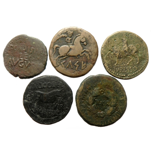 241 - Iberia AE As group (5). Circa 1st century AD. To include, Augusta Emerita, Augustus Callicca, Celse,... 