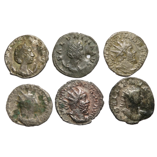 306 - Roman antoninianus group (6) including Postumous, Gallienus, Salonina and Valerian. Largest 23mm.