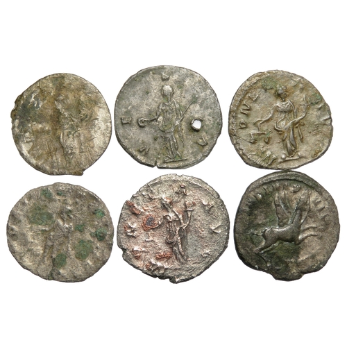 306 - Roman antoninianus group (6) including Postumous, Gallienus, Salonina and Valerian. Largest 23mm.