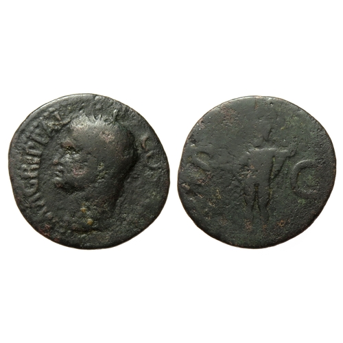 238 - Agrippa As. 37-41 AD. Copper, 9.07g. 29mm. Head of Agrippa, left, wearing rostral crown. R. Neptune ... 