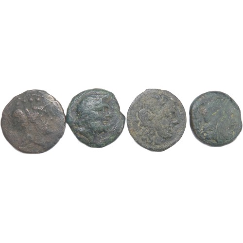 209 - Roman Republic: Anonymous semis (4). Circa 2nd-1st century BC. Head of Hercules /Minerva right. R. P... 