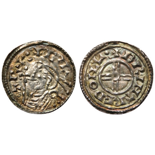 320 - Cnut short cross penny. Circa 1029-1035 AD. London mint, BMC XVI. Silver, 1.02g. 18mm. Bust left wit... 