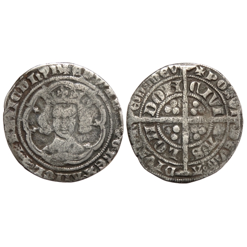 356 - Edward III Groat. Pre-treaty period, class G London. Crowned facing bust. R. Cross with pellets in e... 